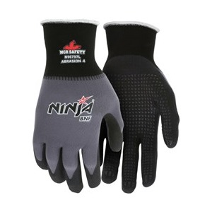 MCR Safety N96797 Ninja BNF Breathable Nitrile Foam w/ NFT Dotted Dipped Gloves