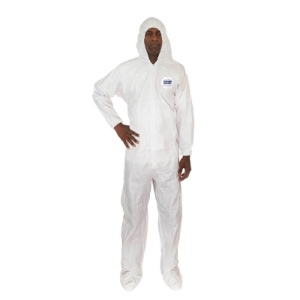 Microporous Coveralls with Attached Hood/Boots and Elastic Wrists