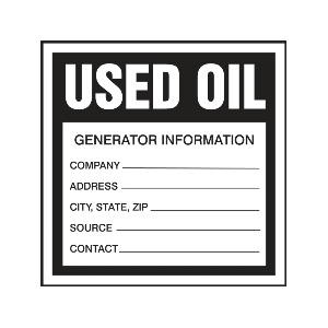 Used Oil Identification Labels