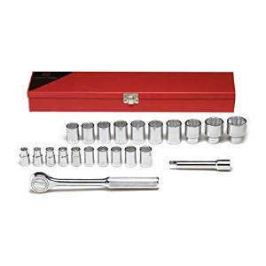 Wright Tool 1/2" Drive 22-Piece 12 Point Standard Metric Socket Set with Accessories and Metal Box