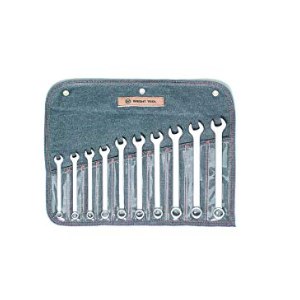 Wright Tool 10-Piece 12 Point Combination Wrench Set with Denim Tool Roll - Metric Sizes