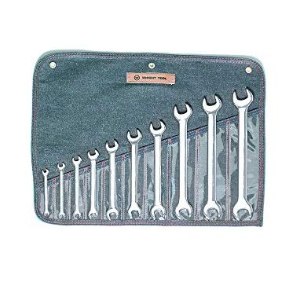 Wright Tool 10-Piece Open-End Wrench Set with Denim Tool Roll - Metric Sizes