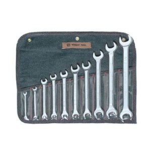 Wright Tool 10-Piece Open End Wrench Set with Denim Tool Roll