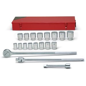 Wright Tool 3/4" Drive 19-Piece Socket Set with Accessories and Metal Box