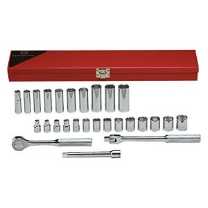 Wright Tool 3/8" Drive 27-Piece 6 Point Metric Standard and Deep Socket Set with Metal Box