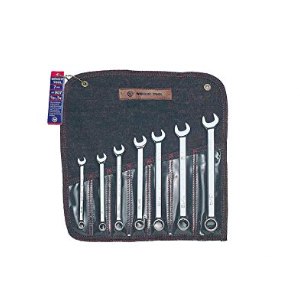 Wright Tool 7-Piece 12 Point Full Polish Combination Wrench Set with Denim Tool Roll